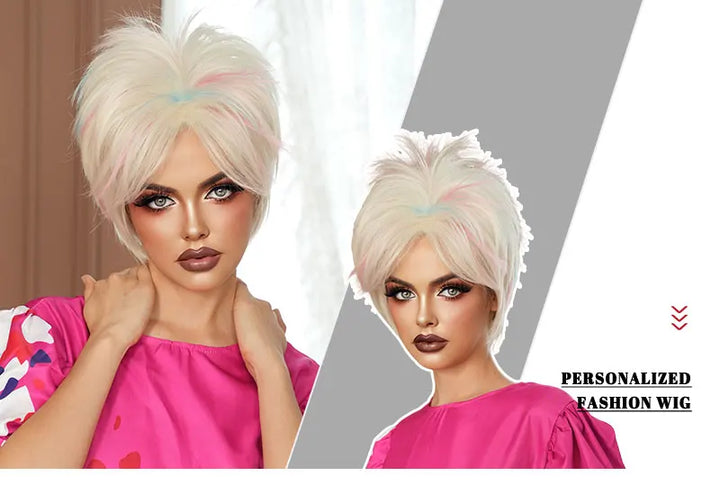 Rock Pengk Blond Wig Costume Pigtail Braids Cosplay Wig Halloween Drag Queen for Crazy Hair Wig