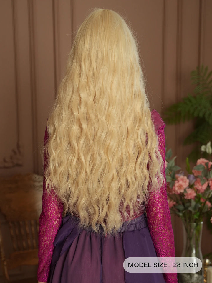 Copper Orange Synthetic Long Water Wave Wig for Women 28 Inch Middle Part Hair Wig Pelucas