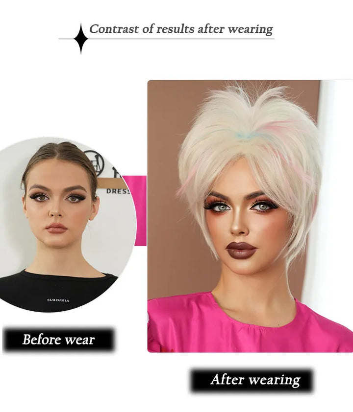 Rock Pengk Blond Wig Costume Pigtail Braids Cosplay Wig Halloween Drag Queen for Crazy Hair Wig