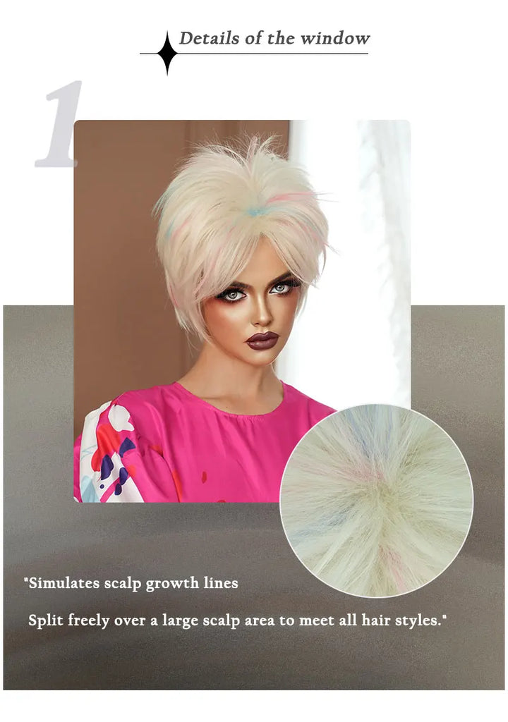 Rock Pengk Blond Wig Costume Pigtail Braids Cosplay Wig Halloween Drag Queen for Crazy Hair Wig