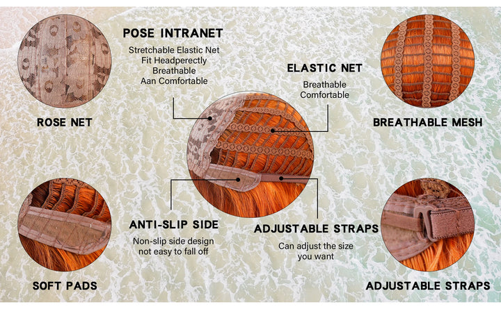 Copper Orange Wig Long Curly Synthetic Hair Wig for Women White Curly Water Wavy Hair Wig with Bangs for Christmas Party Cosplay.