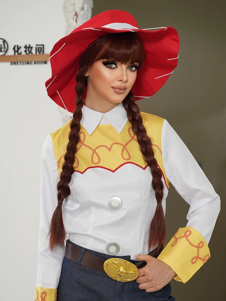 Brown braided wig for costumes, cosplay, Halloween, and drag queen looks. Features natural-looking braids in a pigtail style.