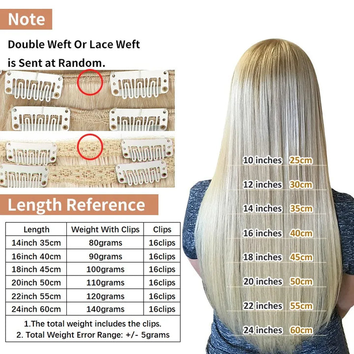 Clip-In Hair Extensions – 100% Real Remy Human Hair | Double Weft 7PCS Full Head Set for Natural Volume & Length
