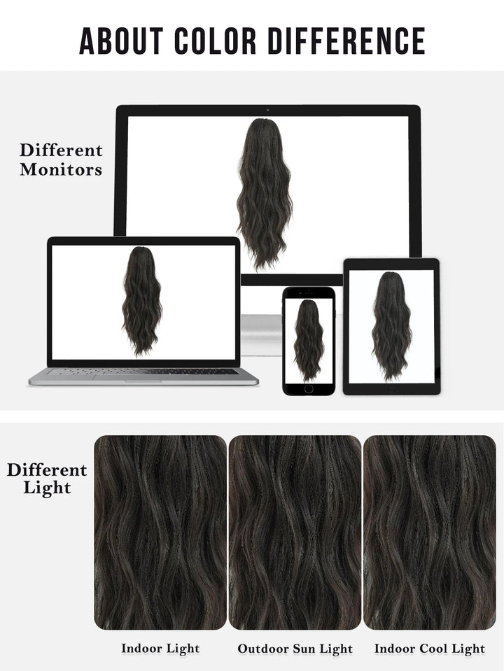 20 Inch Clip in Wig for Women Dark Brown Adjustable Size Curly Ponytail Synthetic Hair Black Clip in for Daily Wear