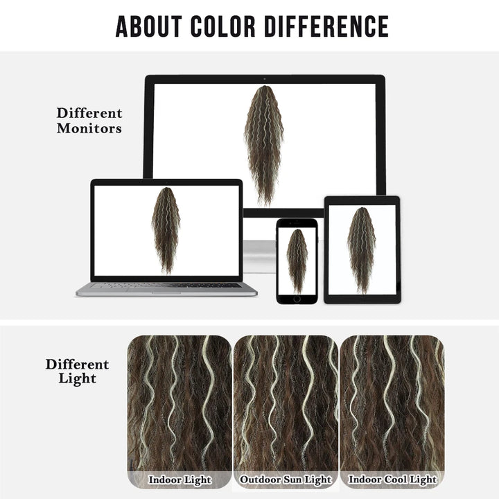 34 Inch Women's Black Synthetic Deep Wave & Water Wave Adjustable Size Ponytail Wig with Clip in