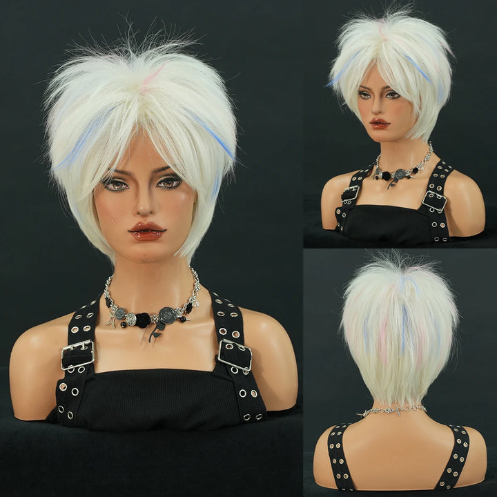 Rock Pengk Blond Wig Costume Pigtail Braids Cosplay Wig Halloween Drag Queen for Crazy Hair Wig