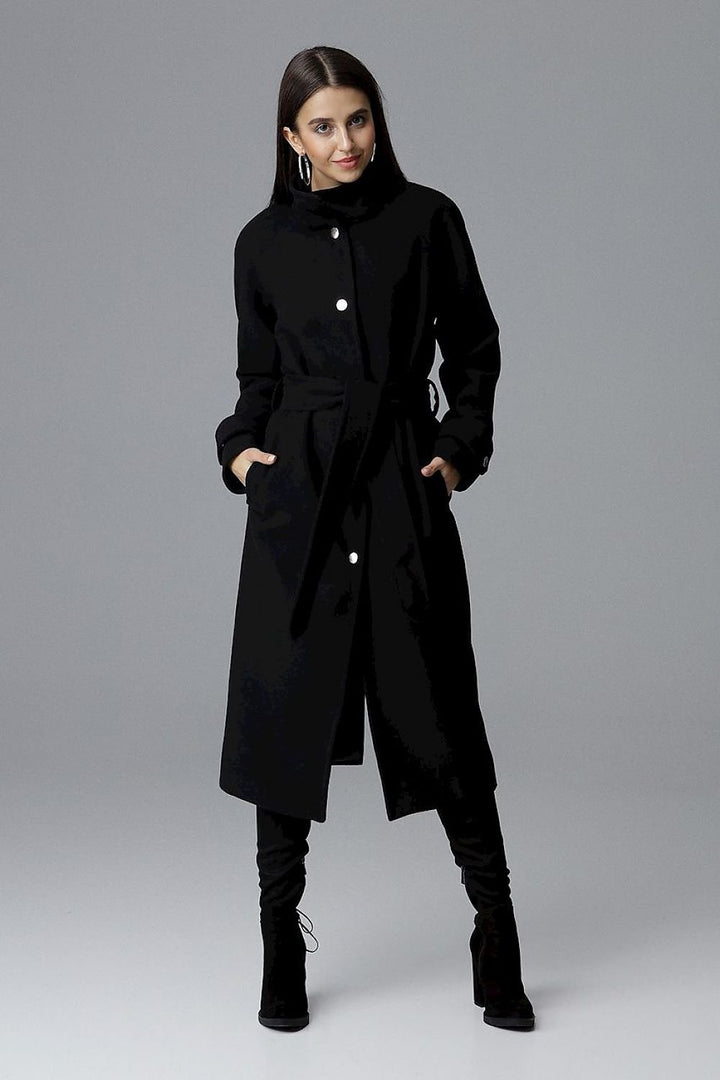 Elegant, single-breasted long coat Figl