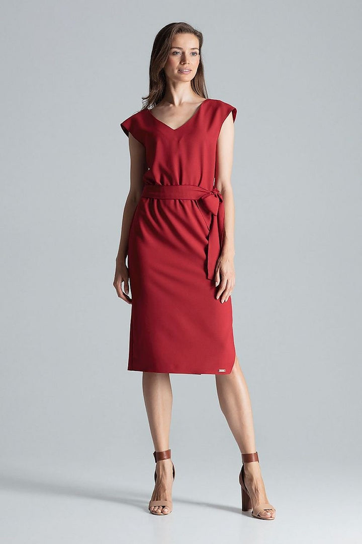 Vestido camisero midi con escote en pico Figl