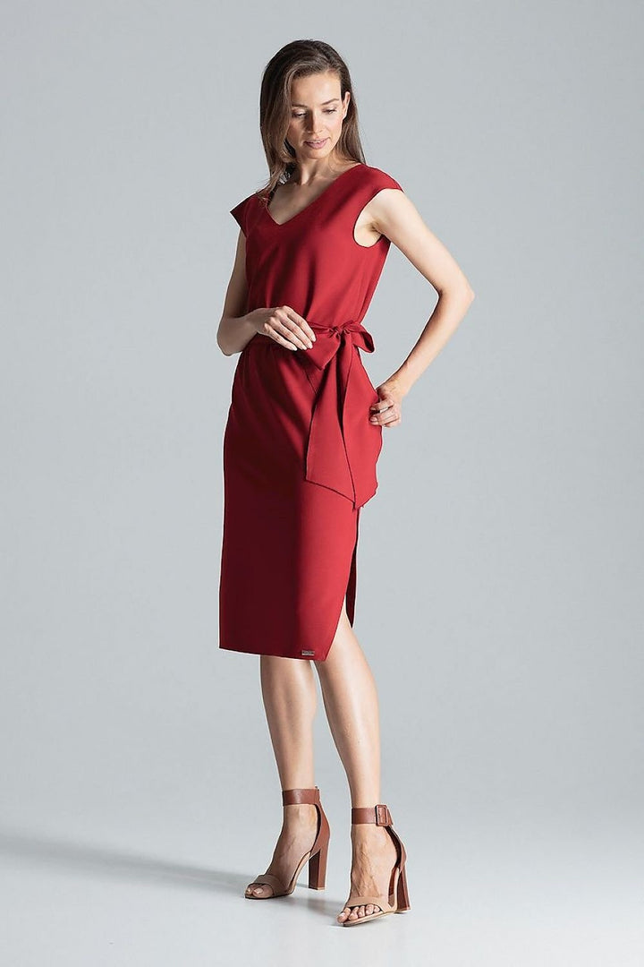 Vestido camisero midi con escote en pico Figl