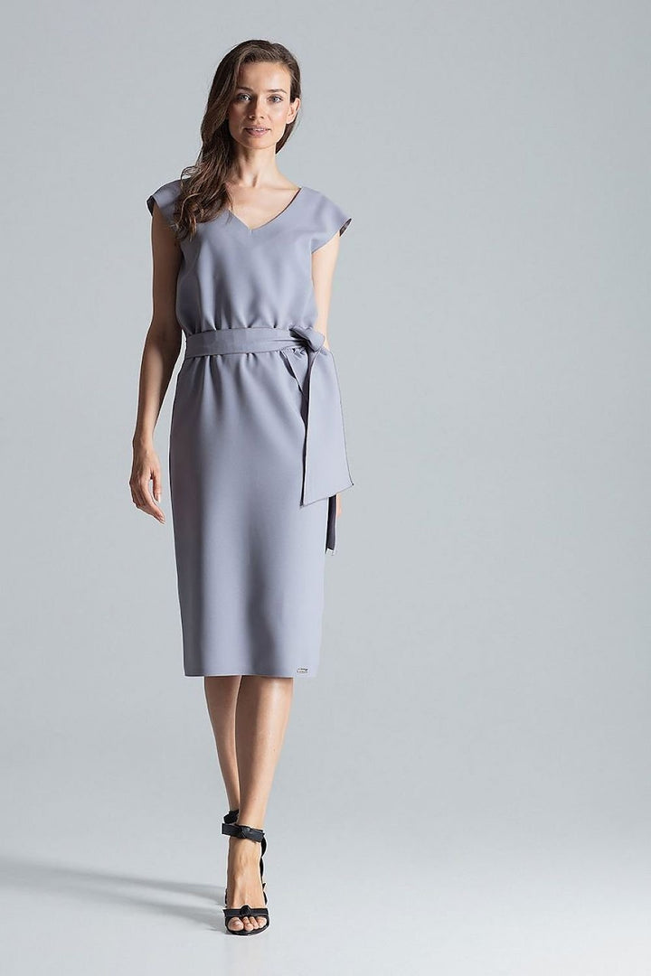 Vestido camisero midi con escote en pico Figl