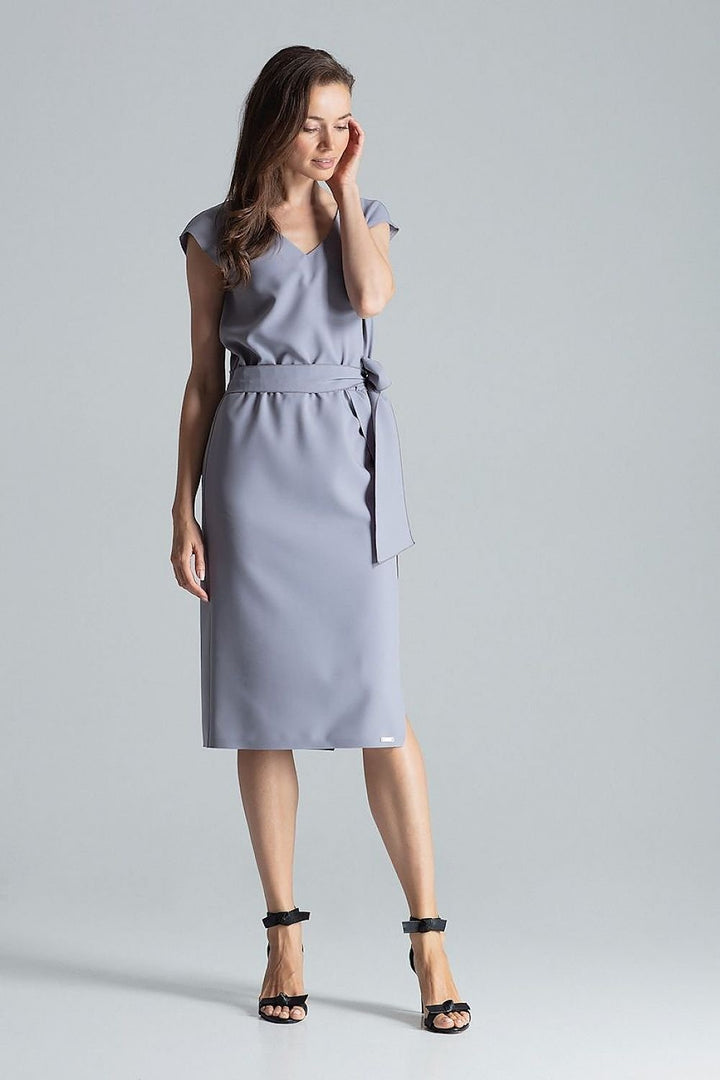 Vestido camisero midi con escote en pico Figl