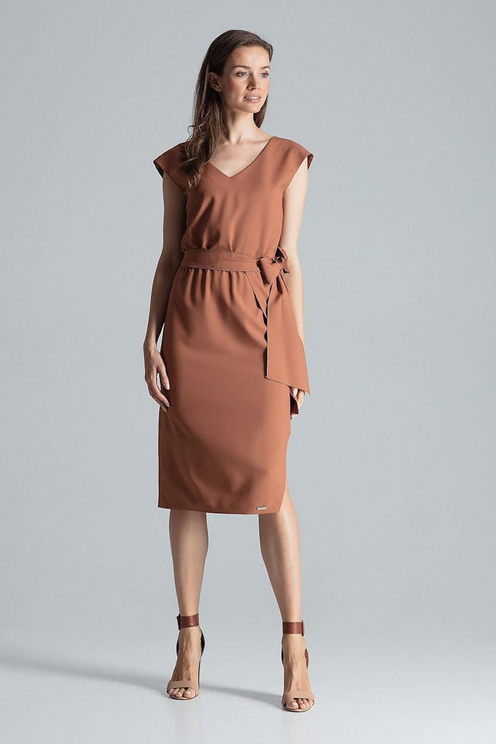 Vestido camisero midi con escote en pico Figl