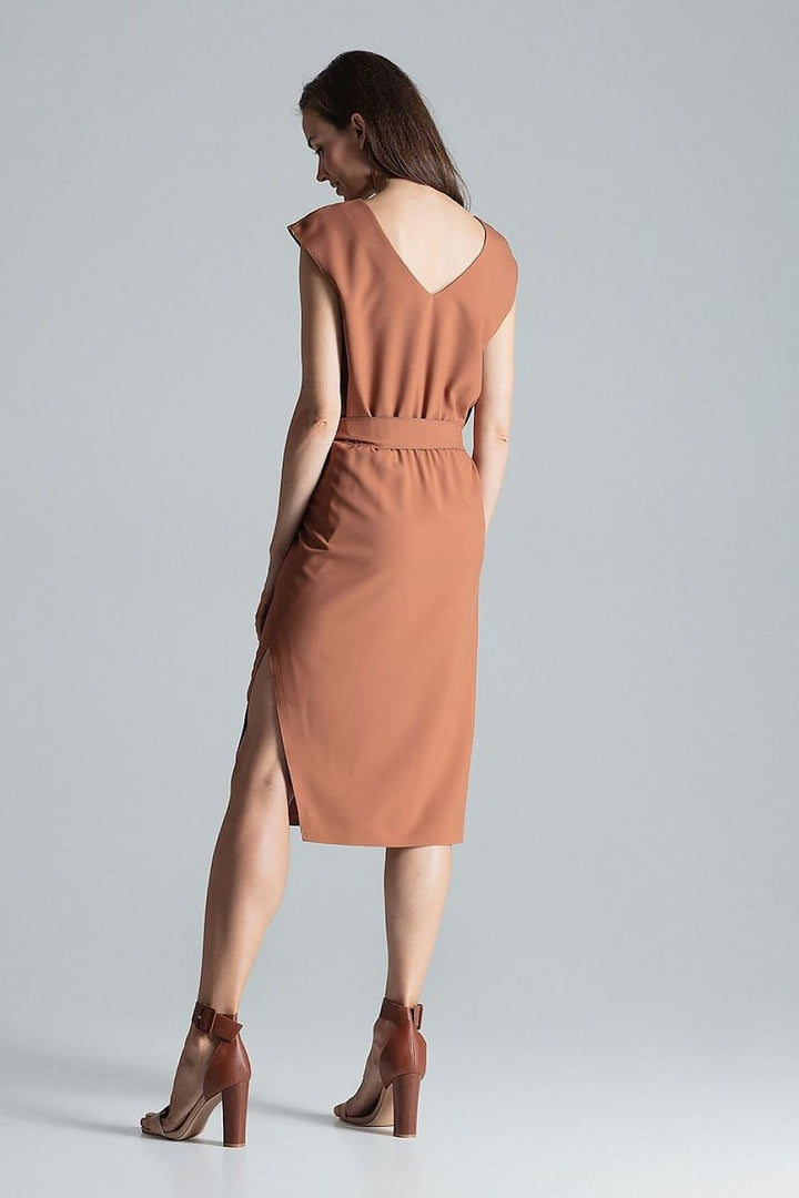 Vestido camisero midi con escote en pico Figl