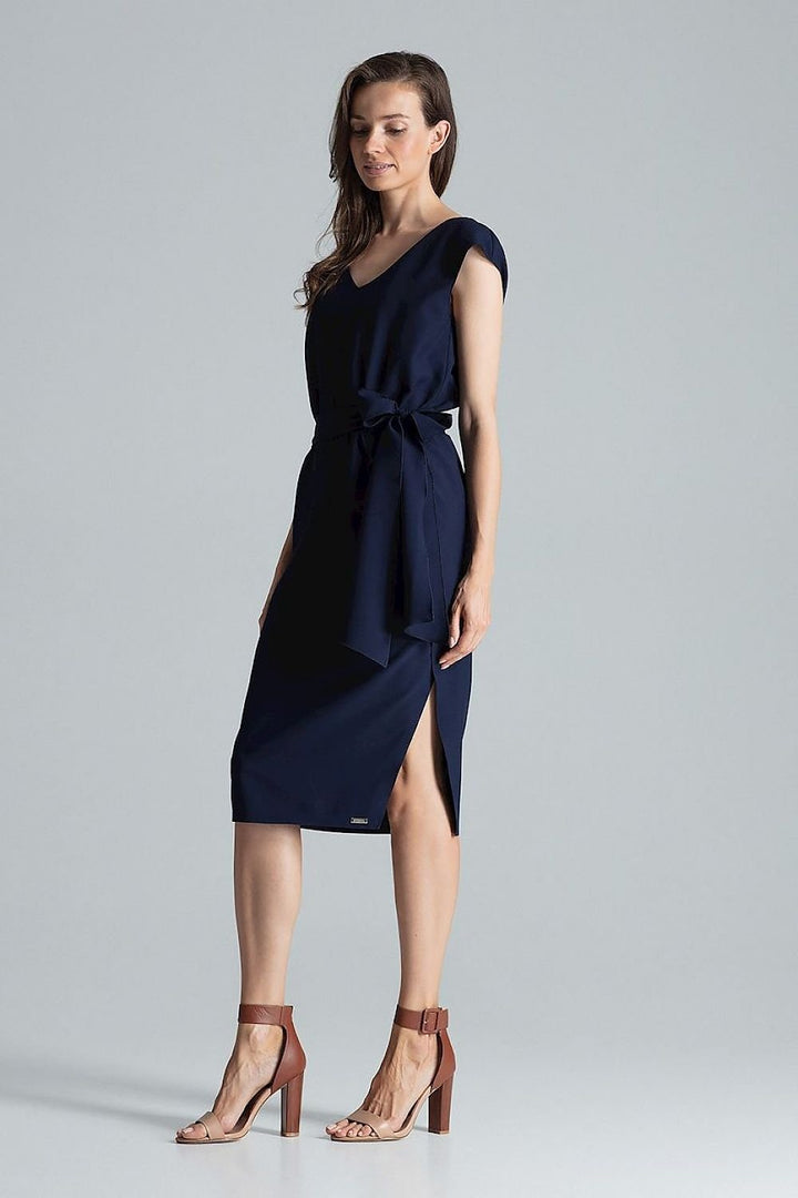 Vestido camisero midi con escote en pico Figl