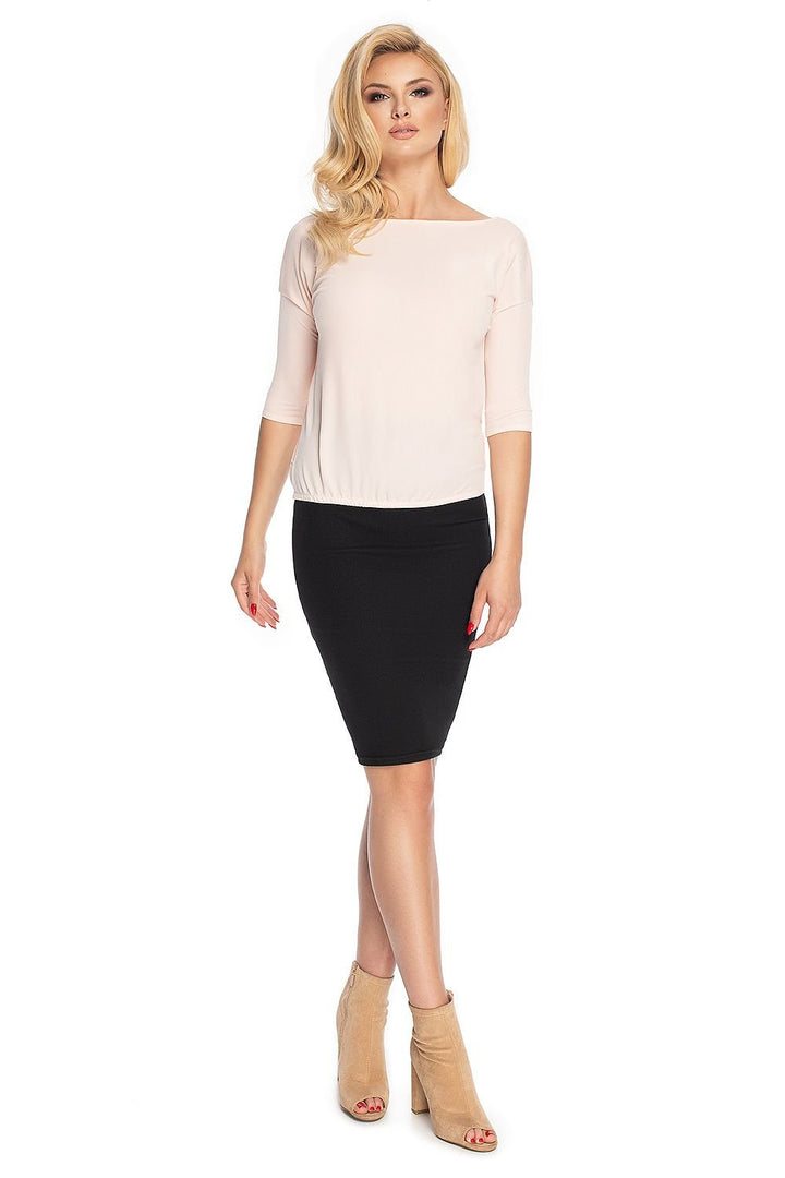 Crepe With 3/4 Sleeves Blouse PeeKaBoo