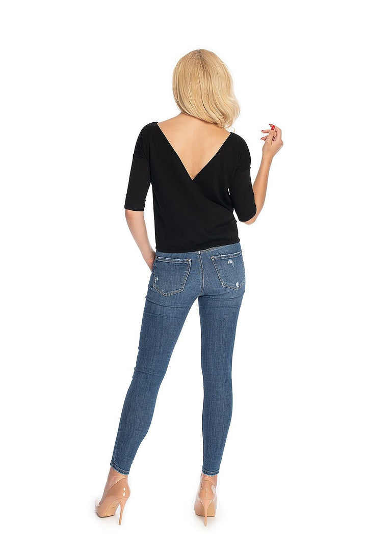 Crepe With 3/4 Sleeves Blouse PeeKaBoo