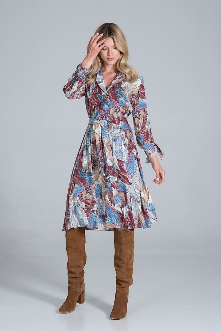 Midi Daydress with a jacket-style v-neck collar  Figl