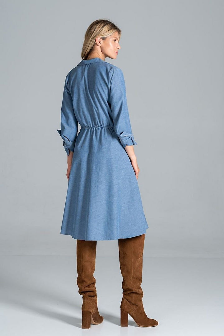 Midi Daydress with a jacket-style v-neck collar  Figl