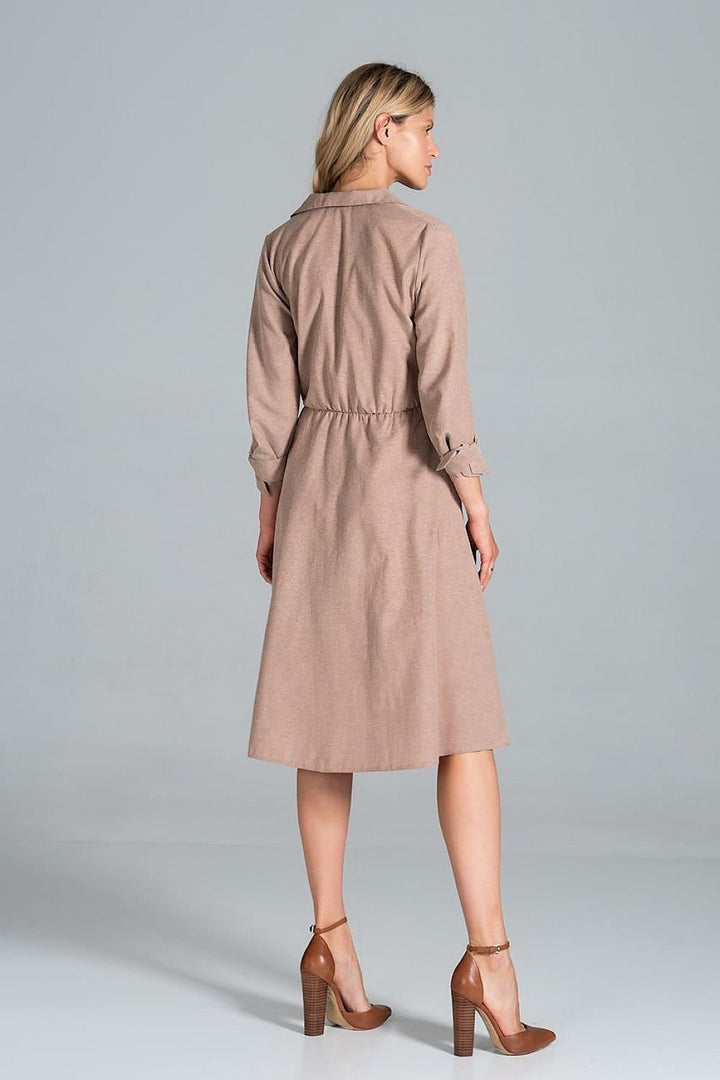 Midi Daydress with a jacket-style v-neck collar  Figl
