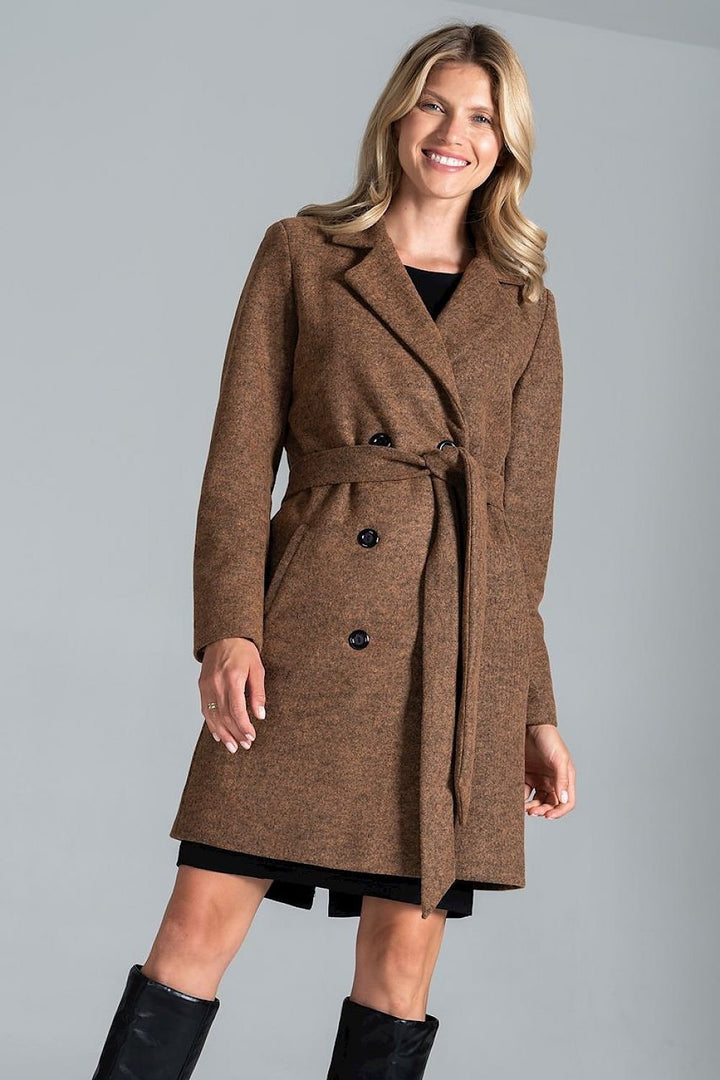 Knee-length Coat With A Jacket Collar, 6-Button Closure Figl