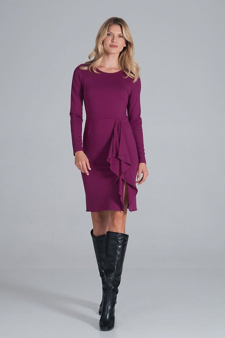 Cocktail dress with long sleeves and a half round neckline Figl