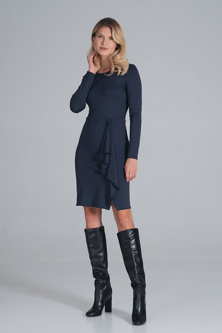 Cocktail dress with long sleeves and a half round neckline Figl