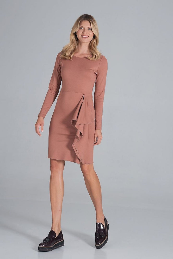 Cocktail dress with long sleeves and a half round neckline Figl