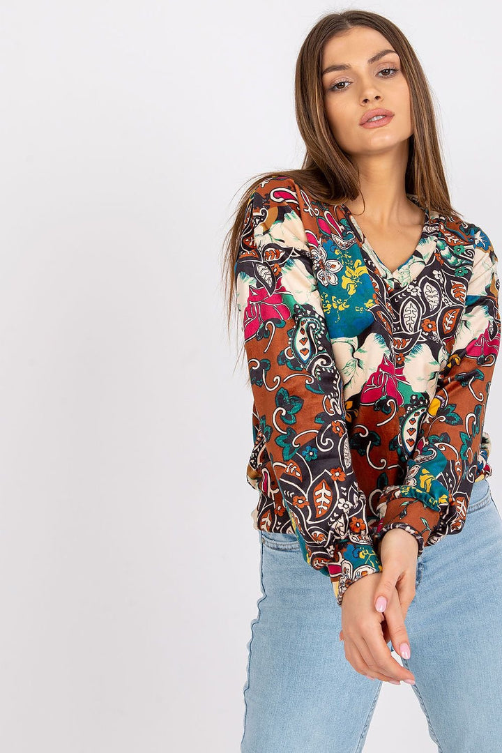 Blouse à manches longues et décolleté en V
