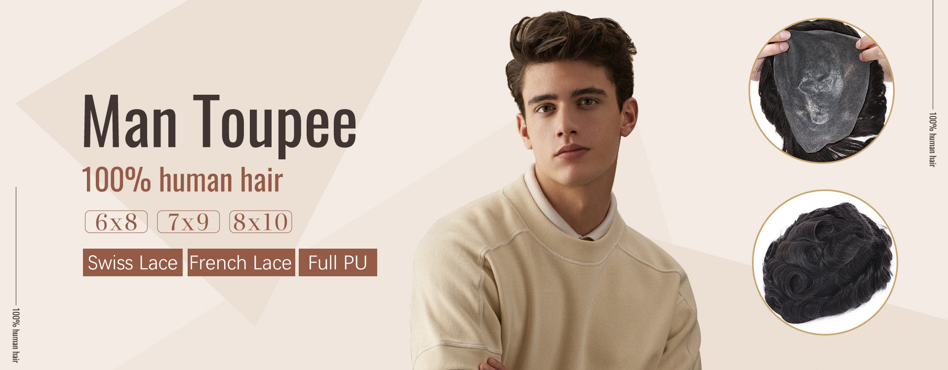 Human Hair Men’s Toupee – Natural Hair Replacement System