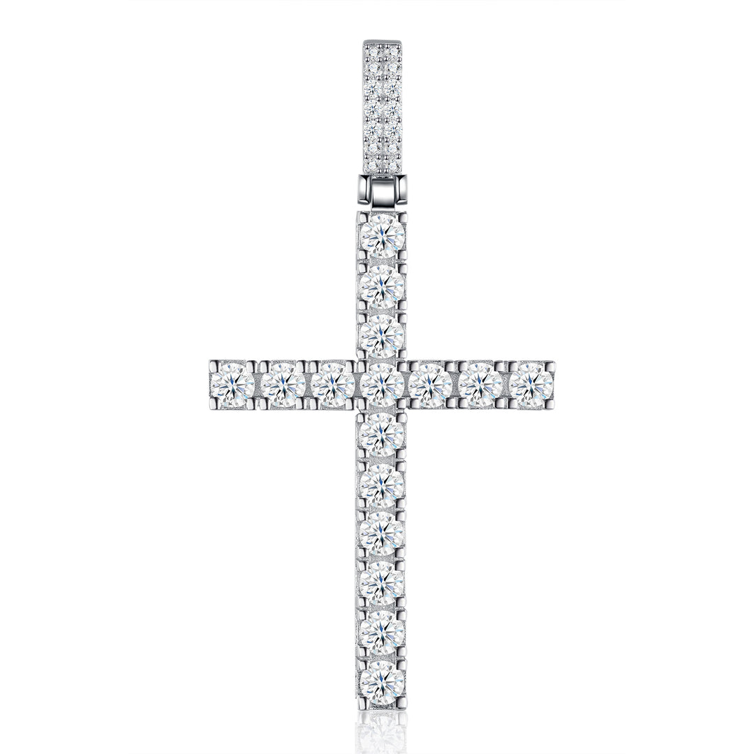 ✨ 925 Sterling Silver Luxury Moissanite Cross Pendant Necklace – Platinum-Plated Premium Design ✨
