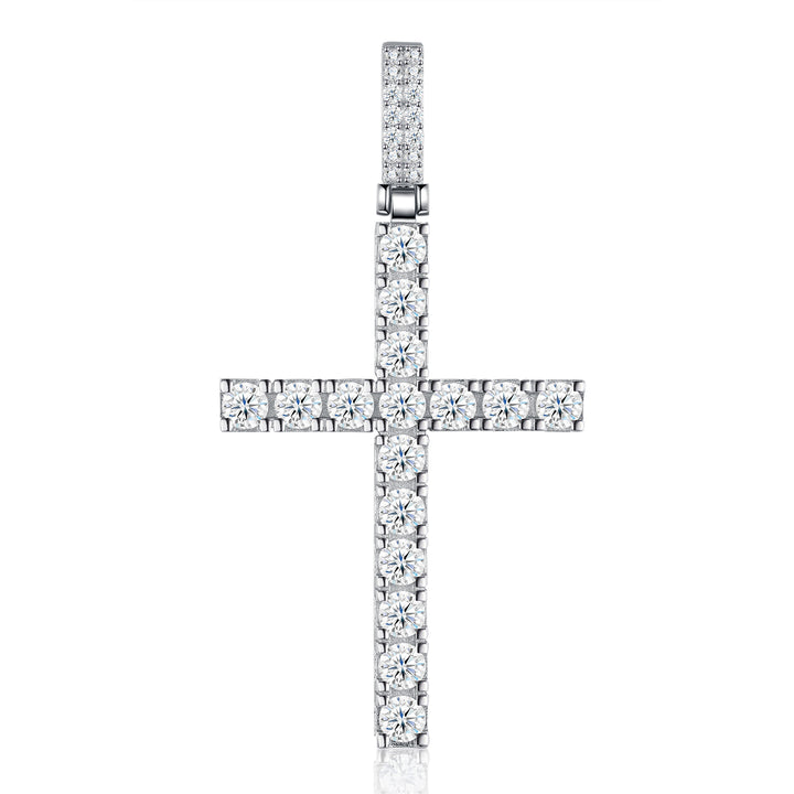 ✨ 925 Sterling Silver Luxury Moissanite Cross Pendant Necklace – Platinum-Plated Premium Design ✨