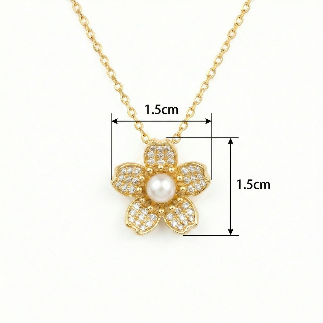 ✨ Floral Pearl Pendant Necklace