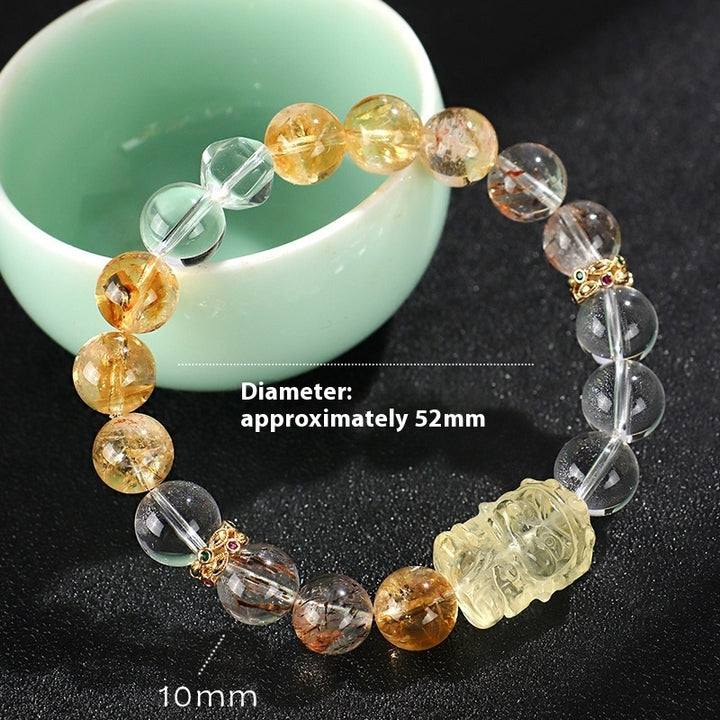 Huang Tajing White Crystal Beaded Bracelet For Women