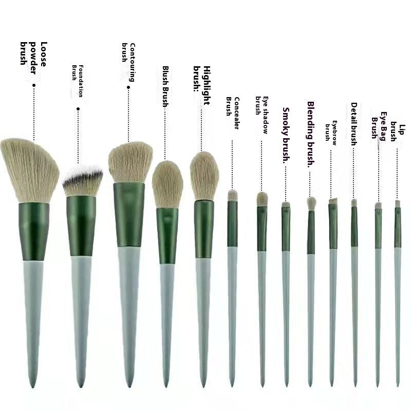 🌸✨ 13-Piece Purple Flower Holly Leaf Makeup Brush Set — Soft Hair Collection 💄