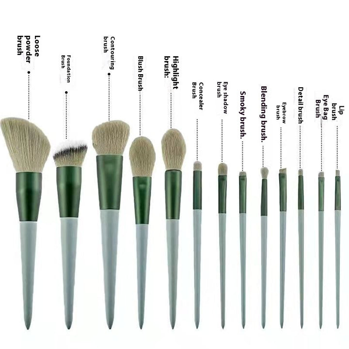 🌸✨ 13-Piece Purple Flower Holly Leaf Makeup Brush Set — Soft Hair Collection 💄