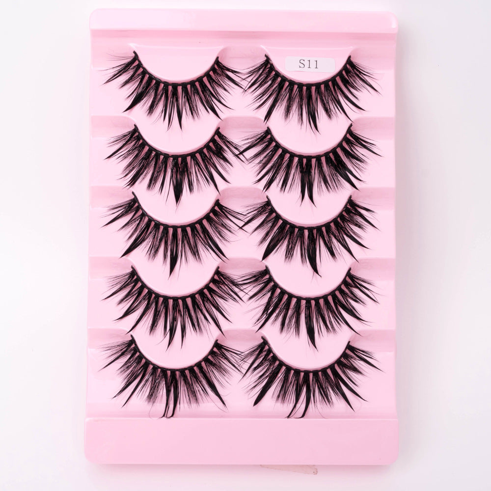 👁️✨ Natural 3D Dramatic Fairy Clusters Manga Lashes – 5 Pairs Wispy False Eyelashes (10–15MM)
