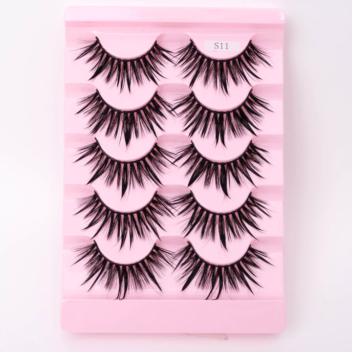 👁️✨ Natural 3D Dramatic Fairy Clusters Manga Lashes – 5 Pairs Wispy False Eyelashes (10–15MM)