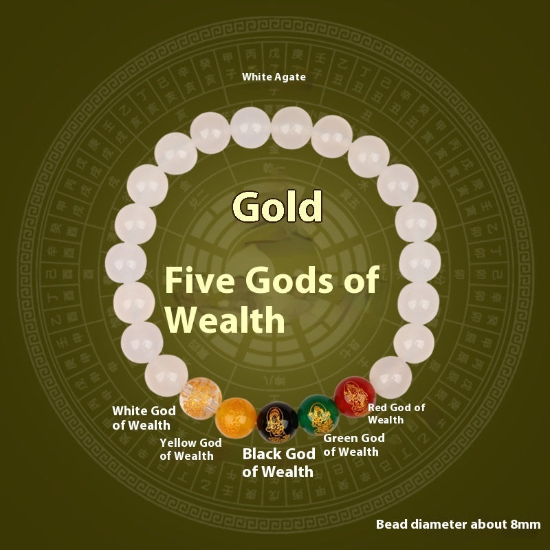 Natural Agate Five Elements Five Blessings Bracelet