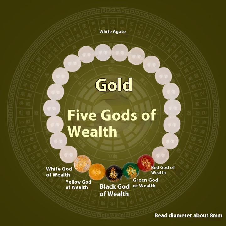 Natural Agate Five Elements Five Blessings Bracelet