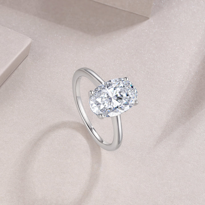 💍 Egg-Shaped Moissanite Double Rings – Platinum-Plated S925 Silver (8×12 mm) 💍