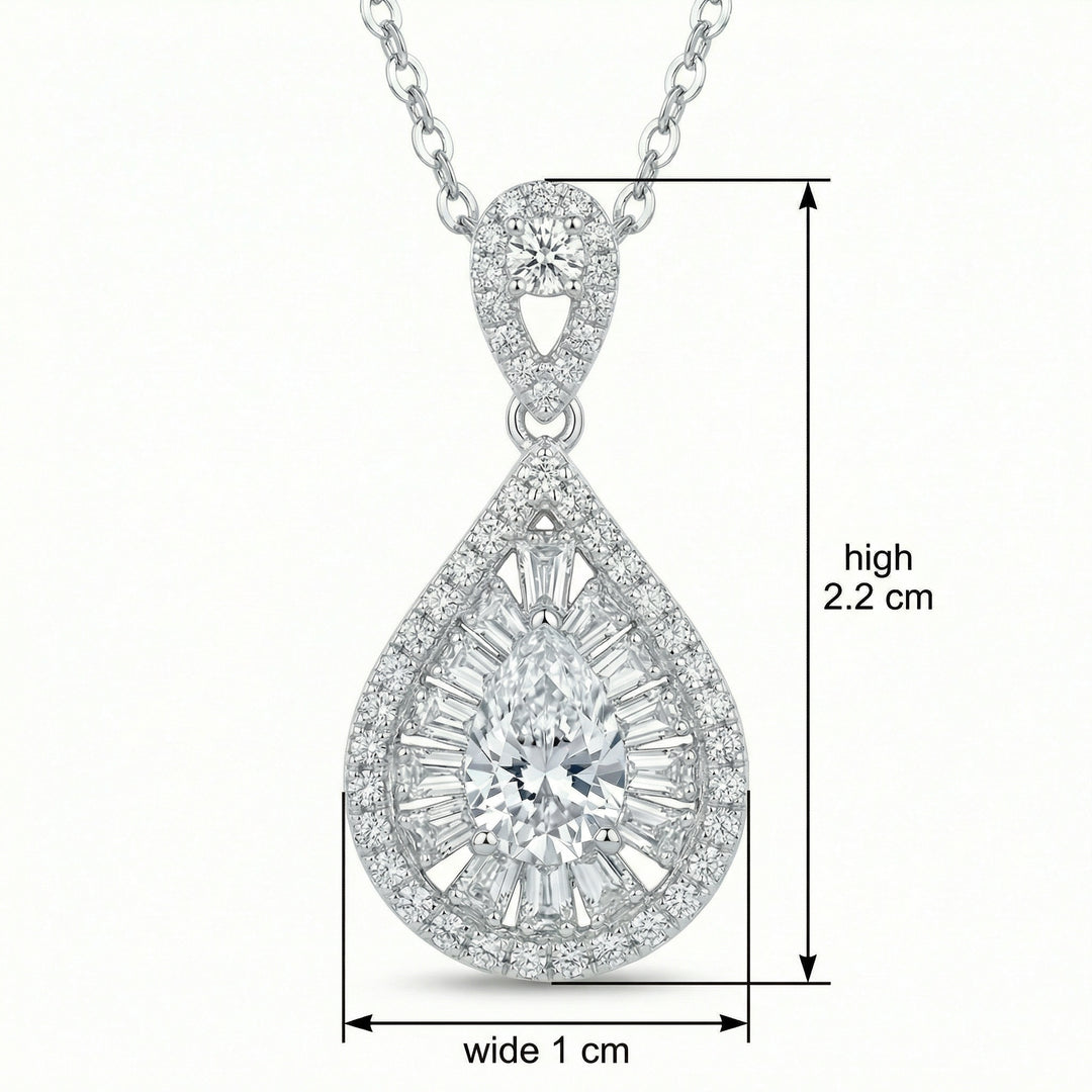 💎 Pear-Shaped Diamond Sunburst Pendant Necklace