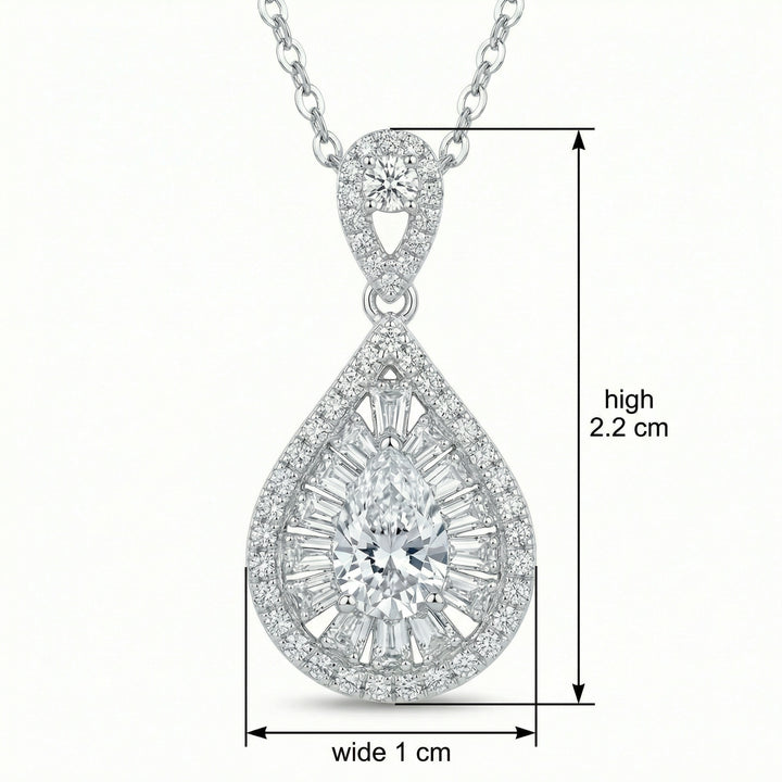 💎 Pear-Shaped Diamond Sunburst Pendant Necklace