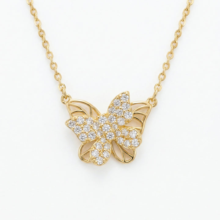 ✨ 925 Sterling Silver Butterfly Pendant Necklace with Diamond Accents ✨