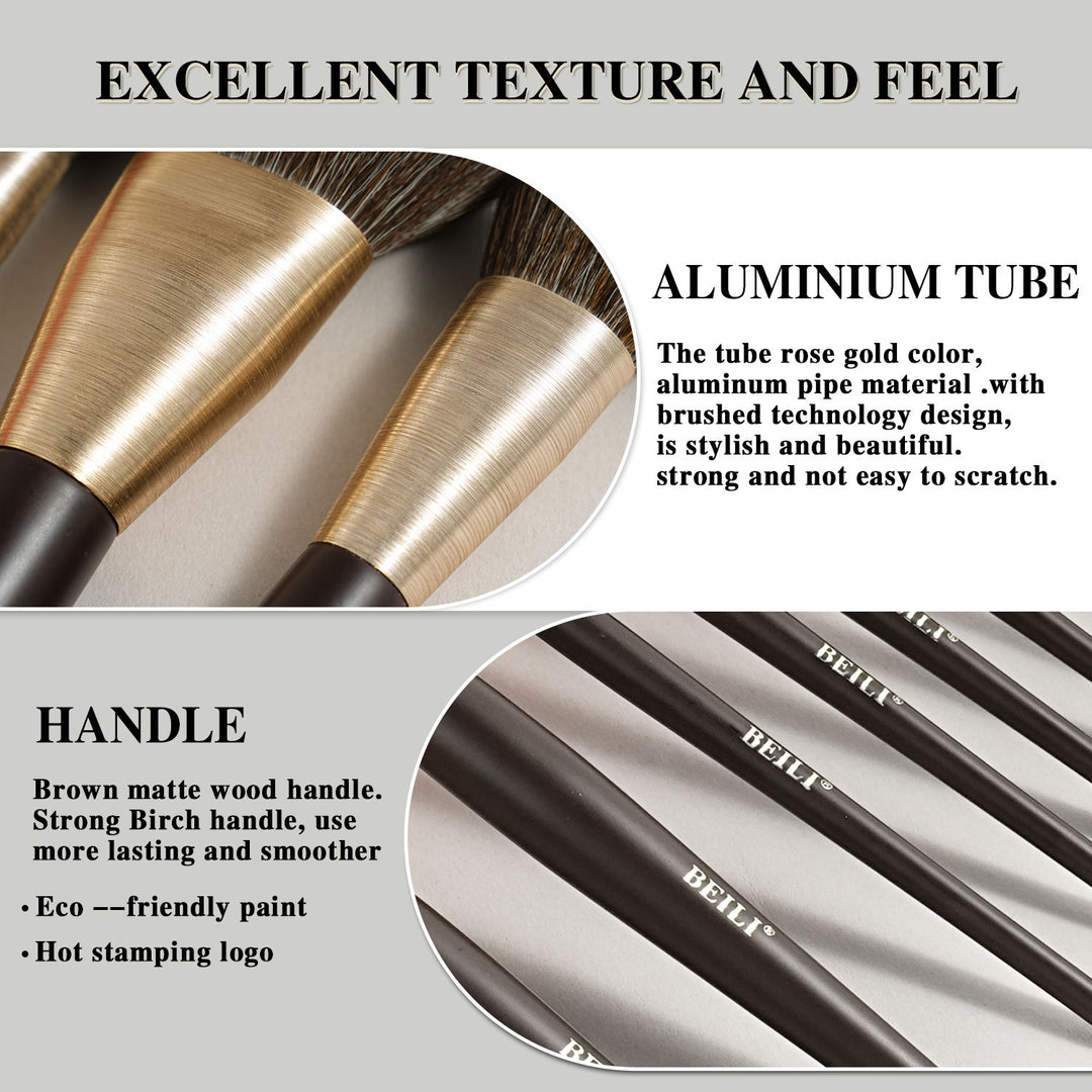 ✨ 10-Piece Rose Gold Vegan Makeup Brush Set — Professional Beauty Tools 💄🌹