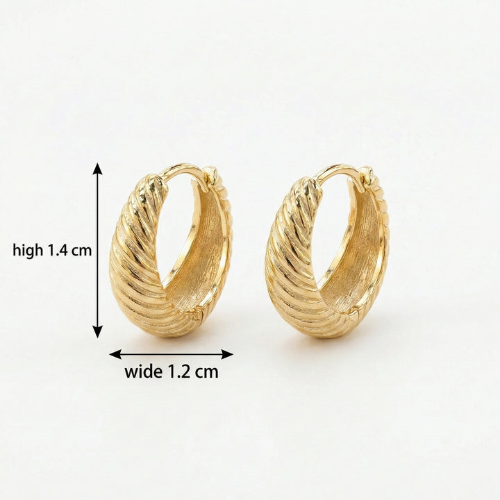 ✨ 925 Sterling Silver Twisted Ribbon Chunky Hoop Earrings – Croissant Design ✨