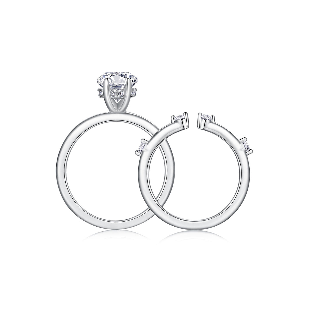 💍 Oval Double Moissanite Ring – Platinum-Plated S925 Silver (7×14 mm, 5g, Sizes 5–9) 💍