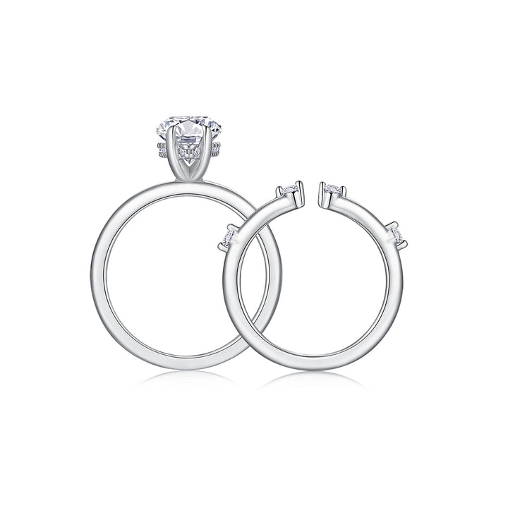 💍 Oval Double Moissanite Ring – Platinum-Plated S925 Silver (7×14 mm, 5g, Sizes 5–9) 💍