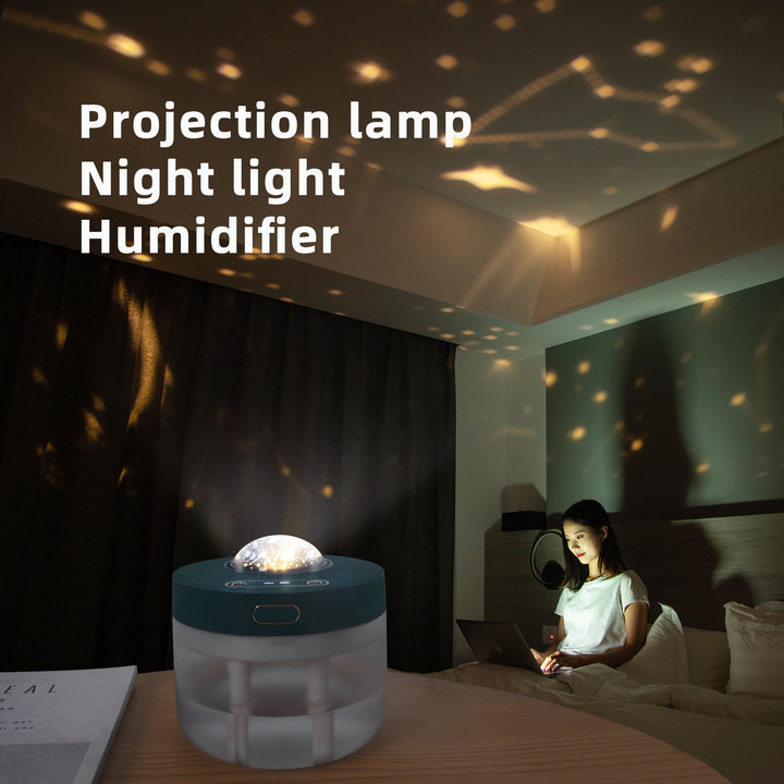 🌙💧 Projection Humidifier | Rotating Night Light + Dual Spray Mist Maker
