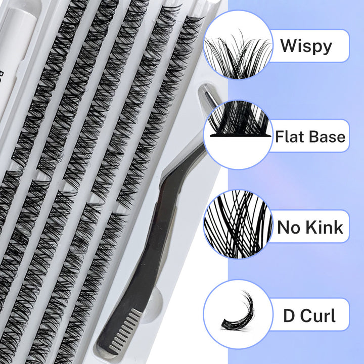 👁️✨ Self-Grafting Single Cluster Eyelash Set – DIY Lash Extension Kit