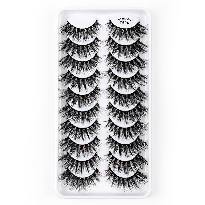 👁️✨ 3D European & American Cat Eye False Eyelashes – Natural Thick Fluffy Lash Set